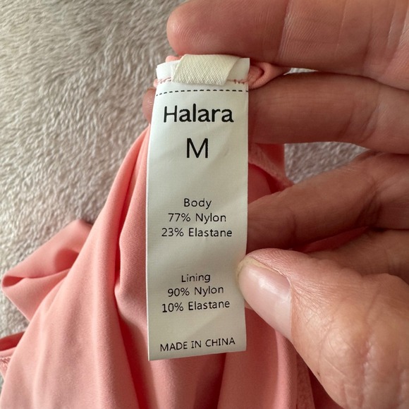 NWT Halara Womens Softlyzero Ruched Backless Lace Up Split Bodycon Dress M Peach - Picture 5 of 9